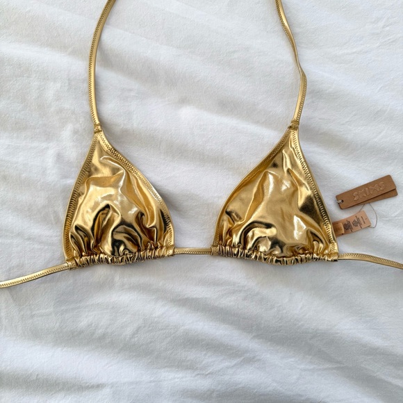 NWT SKIMS Metallic Swim Gold Bikini Set - Picture 7 of 10